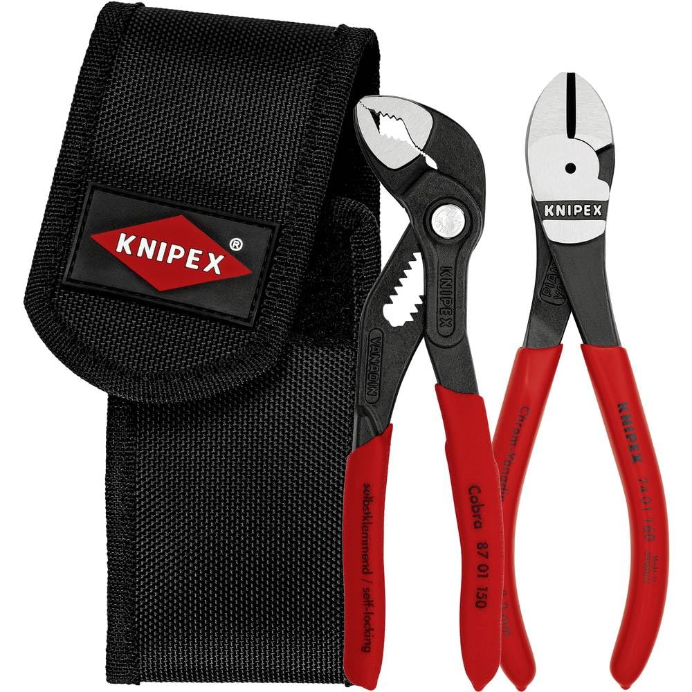 約5ミリ前後黒ビーズ100粒と2ミリ鹿革紐赤茶色8、黒色8、合計16本 Knipex 00 20 72 V02 Mini pliers set in belt tool pouch (2 Piece